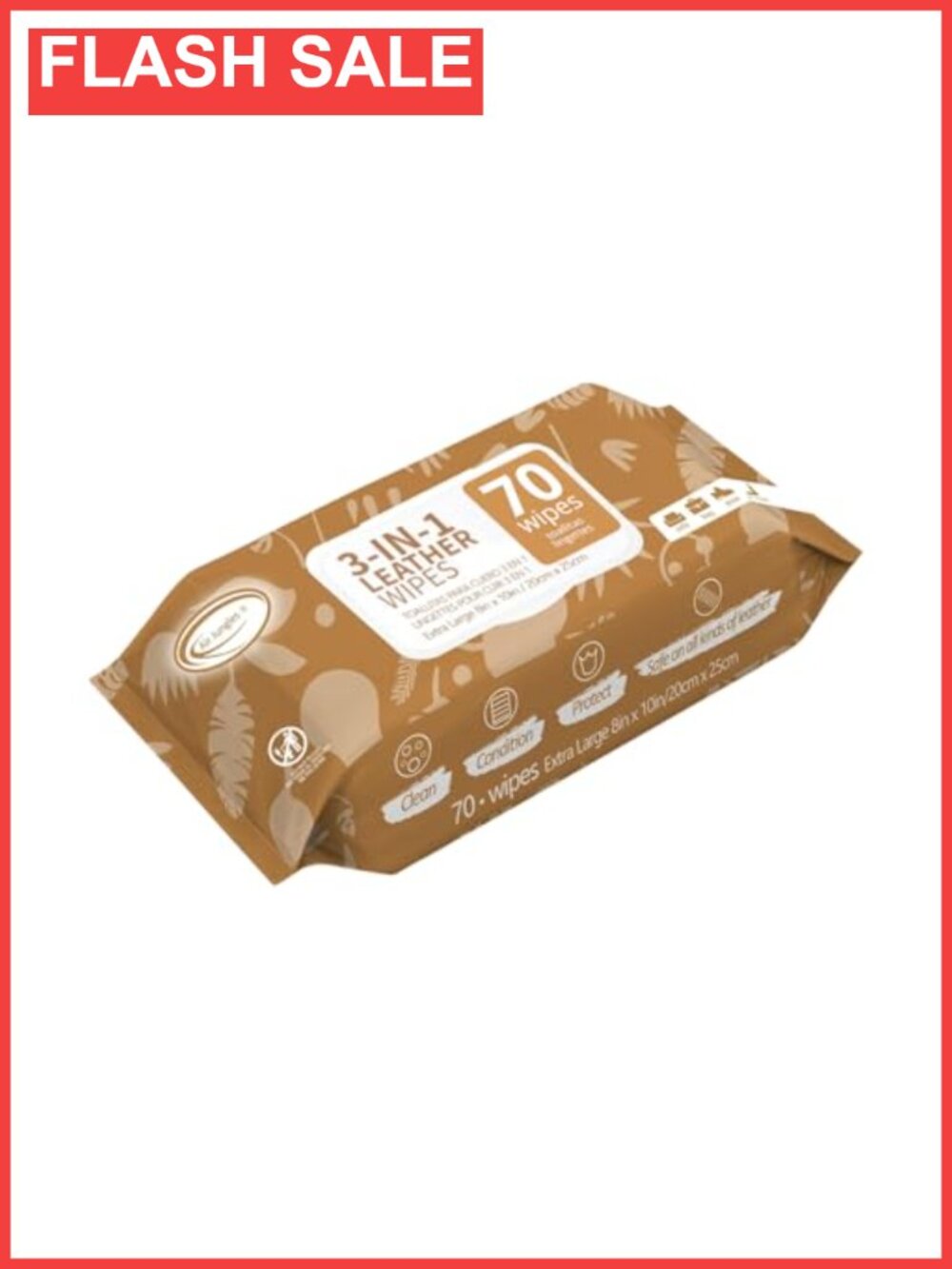 3-in-1 Leather Cleaner Wipes 70 Count Extra Large 8" x 10"